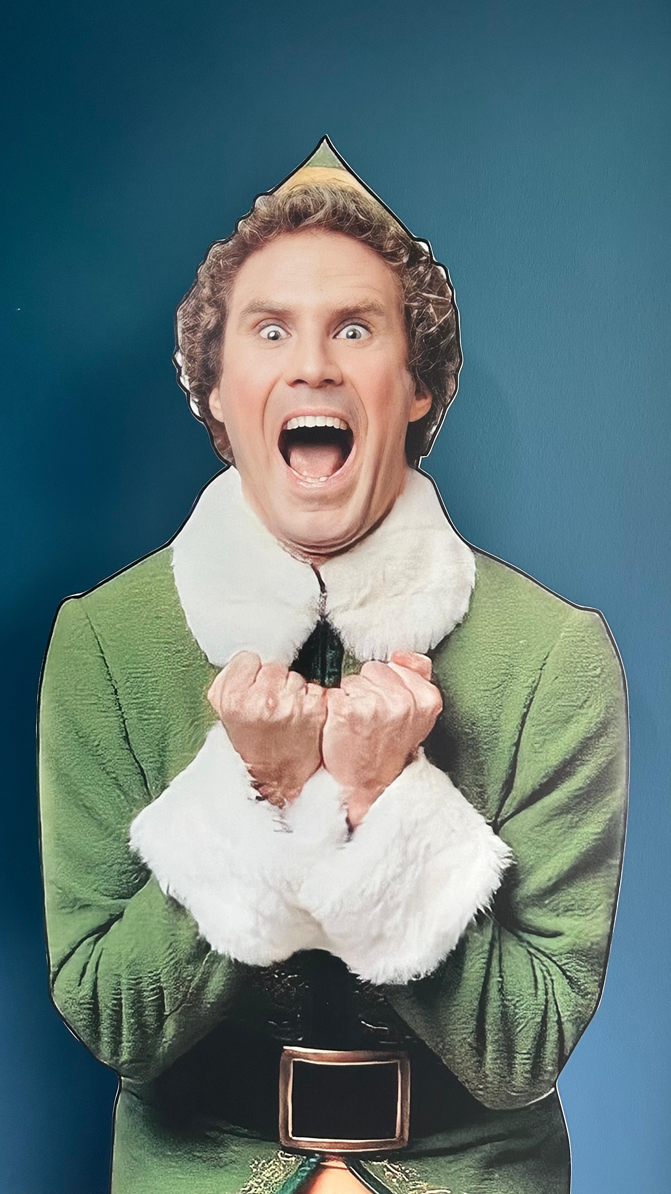 Elfo Eccitato Cartone Ritagliato Modello Standup Buddy L'Elfo Icona di Natale Figura Modello